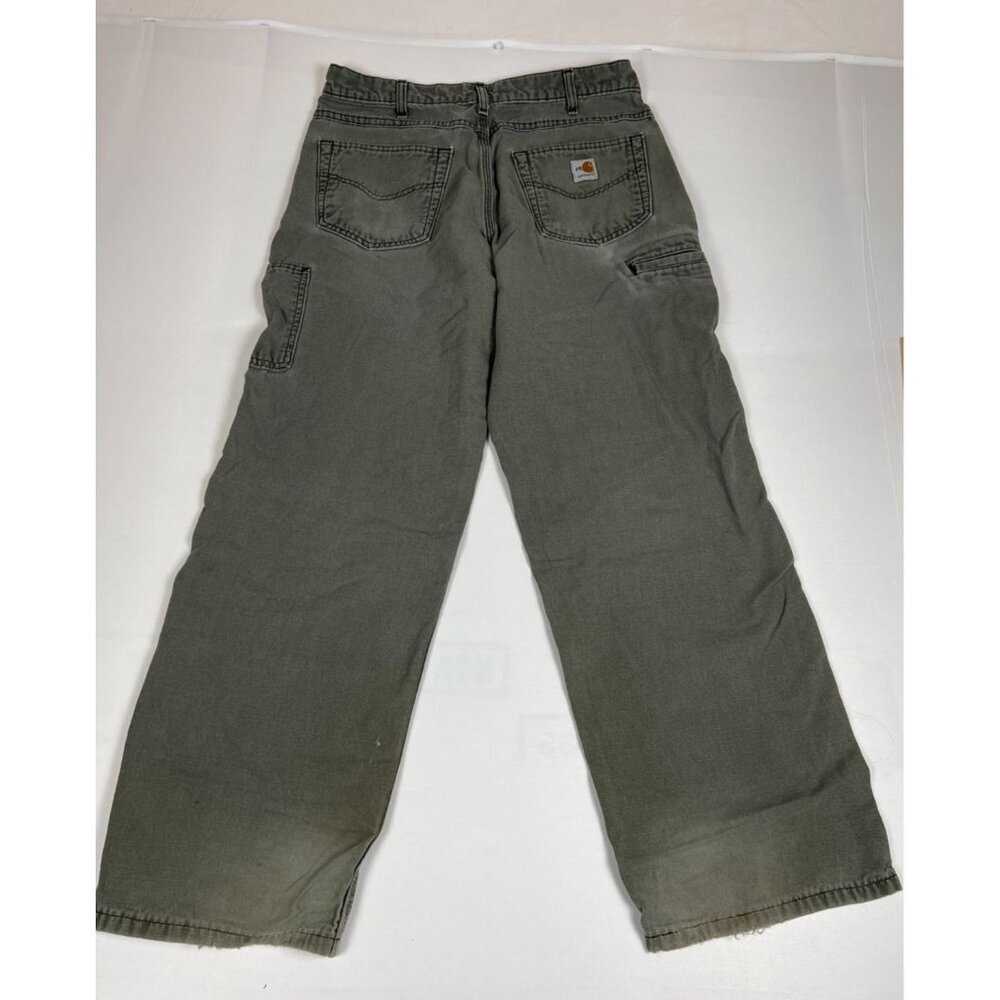 Carhartt Men 34x30 FRB159-MOSS Flame Resistant Canvas Work Pants - Picture 2 of 7